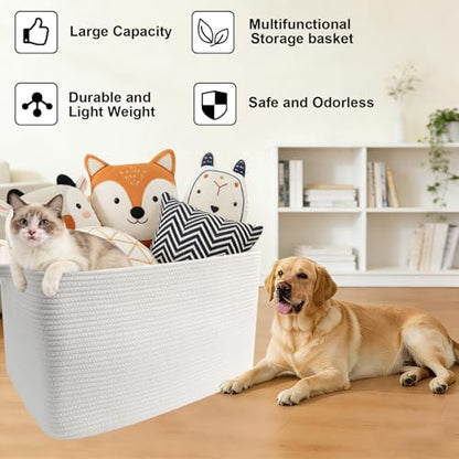 96L Woven Laundry Basket with Handles, Extra Blanket Basket,White - color: White, size: 96L