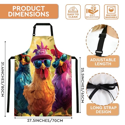 Adjustable Baking Aprons for Women - Cooking Aprons for Women with Pockets, Perfect for Baking Cooking Gradening - color: Chicken-1