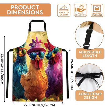 Adjustable Baking Aprons for Women - Cooking Aprons for Women with Pockets, Perfect for Baking Cooking Gradening - color: Chicken-1