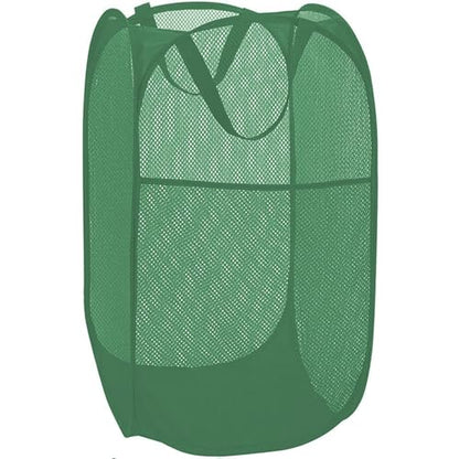 BATTOO Deluxe Strong Mesh Pop up Laundry Hamper Basket with Side Pocket for Laundry Room, Bathroom, Kids Room, College Dorm or Travel Green - color: Green