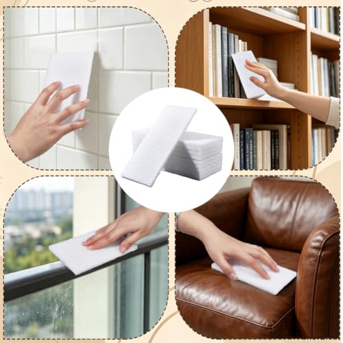 CREATCABIN 10Pcs White Scrubbing Pad Non Scratch Scouring Pads 4 x 10 Inch Non Woven Scouring Sponge Light-Duty Multipurpose Abrasive Multi Surface Scrubber for Cleaning Polishing Kitchen Workshop - size: 24.5 x 11 cm