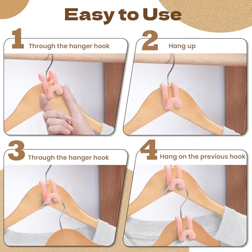 Mlici 60pc Space-Saving Hanger Hooks, Hanger Connector Hooks for Dorm, Pink - color: Pink