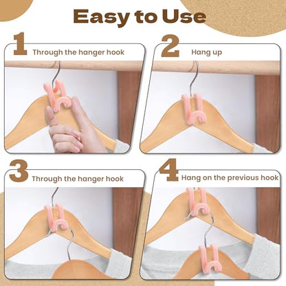 Mlici 60pc Space-Saving Hanger Hooks, Hanger Connector Hooks for Dorm, Pink - color: Pink