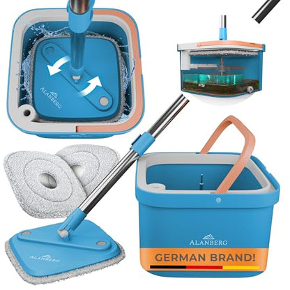 Mop and Bucket Set, Mops for Floor Cleaning, Spin Mop, Blue - color: Blue
