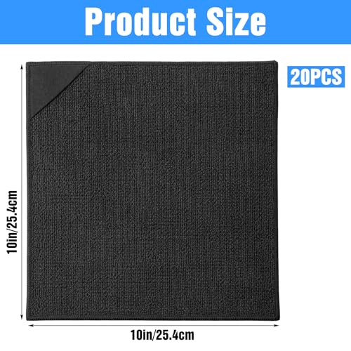 20 Pack Magnetic Cleaning Cloth, 10'' x 10'' Reusable Microfiber White Board Dry Erase Erasers for Home Office (Black)