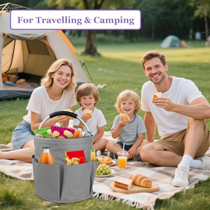 2Pcs 17L Foldable Cleaning Caddy Tote with Handle for Camping, Dark Gray - color: Dark Gray, size: 2PCS