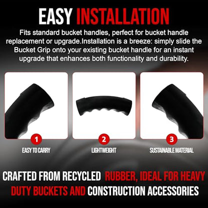 USA-Made Bucket Grip for 5 Gallon Buckets, Ergonomic, Durable Handle Grip for Heavy-Duty Buckets | Easy to Install, Comfortable for Gardening, Construction, DIY | Fits 5 Gal Handle (Pack of 2) - size: Pack of 2