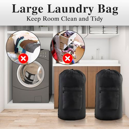 OTraki Laundry Bag Backpack, Portable Travel Dorm Laundry Bag with Adjustable Shoulder Straps, Large Heavy Duty Dirty Clothes Laundry Backpack for College Dorm,Drying Do Not Exceed 176℉ Black - size: 16 x 32 Inch