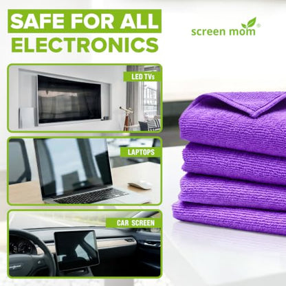 Screen Cleaner 4-Pack Microfiber Cloths for TV, Car, Laptop & Computer