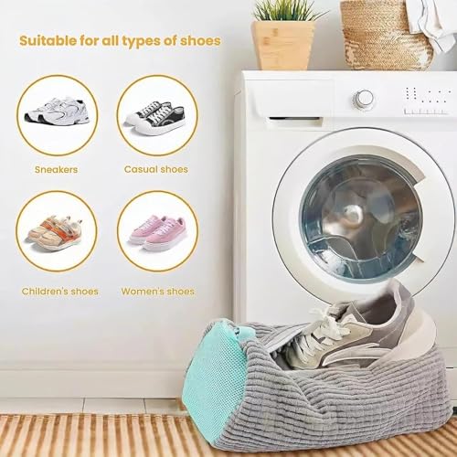 Shoe Washing Machine Bag, Thick Mesh Laundry Bag with Zipper Lock, Anti-Deformation Reusable Shoe Cleaner Bag for Sneakers Canvas Athletic Shoes 1-Pack Grey - color: Grey