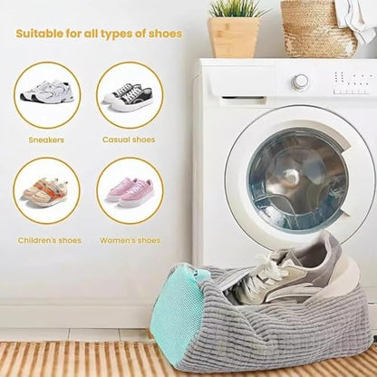Shoe Washing Machine Bag, Thick Mesh Laundry Bag with Zipper Lock, Anti-Deformation Reusable Shoe Cleaner Bag for Sneakers Canvas Athletic Shoes 1-Pack Grey - color: Grey