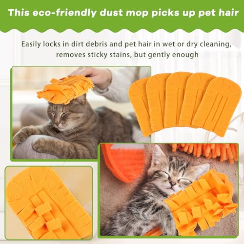 12 Pcs Reusable Duster Refills Washable Pads, Orange - color: Orange