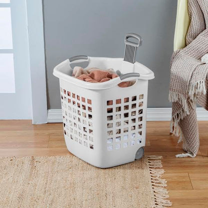Sterilite 1.75 Bushel Ultra™ Wheeled Plastic Laundry Basket, White, 4 Pack