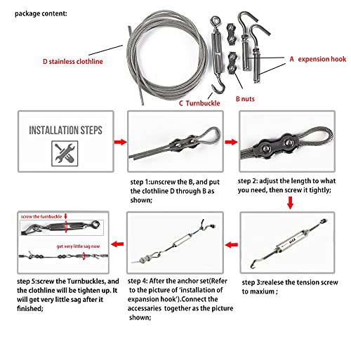 DEWEL 32FT Stainless Steel Clothes Lines for Hanging Clothes Outside - size: 32ft