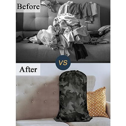 Swono Camouflage Pattern Extra Large Huge Heavy Duty Polyester Laundry Storage Bag with Drawstring, Modern Military Camo Jungle Woodland Machine Washable - color: Camouflage Pattern