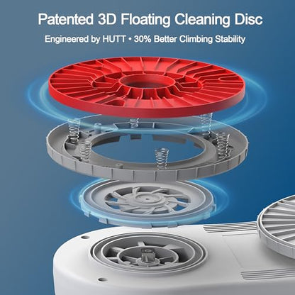 HUTT S55 Pro Window Cleaning Robot, 3D Floating Pads, Up to 6500Pa Suction, HydroJet Pump Spray, SLAM 4.0 Navigation, 80ml Water Tank, 6 x Cloths,Perfect for High-Rise Windows, Tiles and Glass - color: White