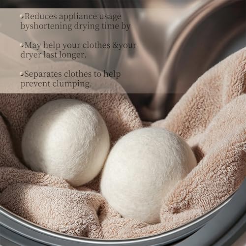 Wool Dryer Balls, 6-Pack, Natural Fabric Softener, Reusable