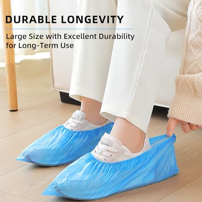LYSHIYI 200 Pcs Shoe Covers Disposable Non Slip, Waterproof Shoe Covers Disposable for Indoors, 15-20'' Adjustable Size Boot Covers for US 6 to 14 Size - size: 200pcs