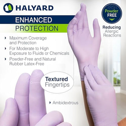 HALYARD Lavender Nitrile Exam Gloves, 3.1 mil, 9.5 Inches, Lavender, Large, Box of 250 - Powder-Free, Non-Sterile Disposable Gloves - size: Large