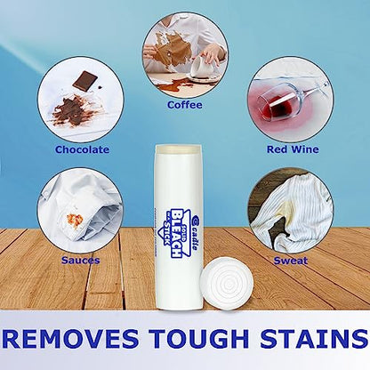 Solid Bleach in a Stick - Concentrated and Natural Stain Remover Solution for White Clothing - Pocket Bleaching Tube for Dirty Spots | Household and Travel Cleaner Essentials | By Cadie 3 Pack - size: 3 Count (Pack of 1)