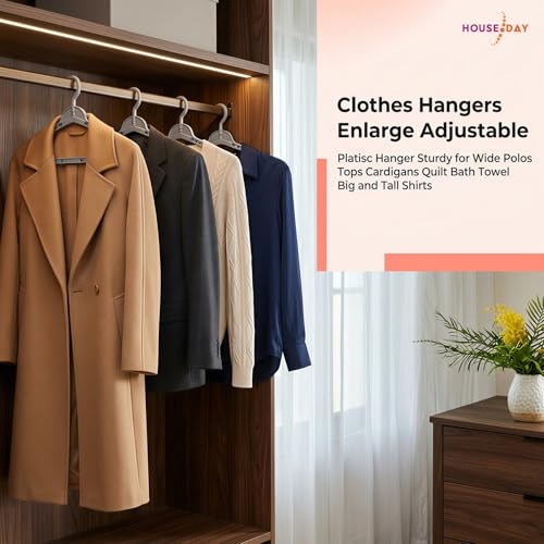 HOUSE DAY Extra Large Adjustable Hangers 4 Pack, Heavy Duty with 360° Hook