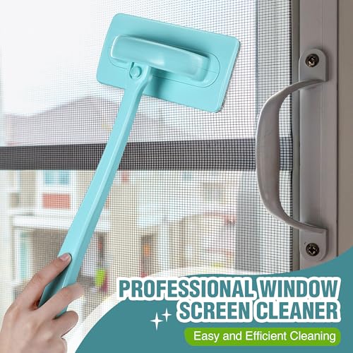 2 Pack Mesh Window Screen Cleaner Brush, Detachable Handle, Wet and Dry Use