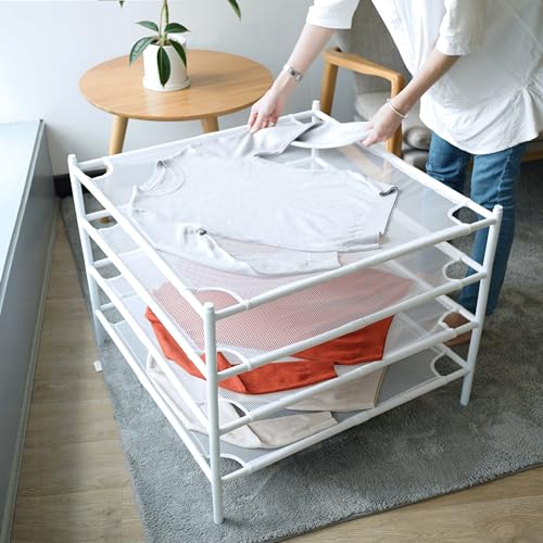 Sweater Drying Rack, 4-Pack Stackable Flat Mesh Clothes Drying Rack - size: 4-Pack