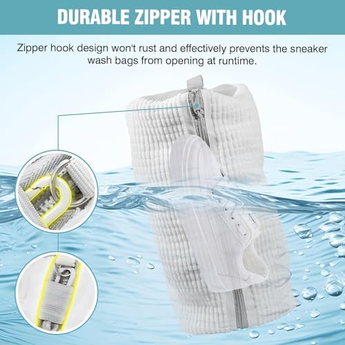 Shoe Washing Machine Bag, Shoe Laundry Bag for Washer and Dryer - color: White, size: 2 PACK
