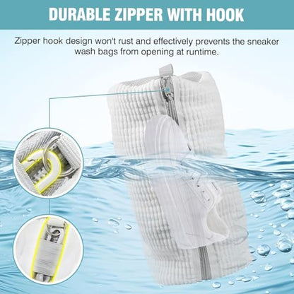Shoe Washing Machine Bag, Shoe Laundry Bag for Washer and Dryer - color: White, size: 2 PACK