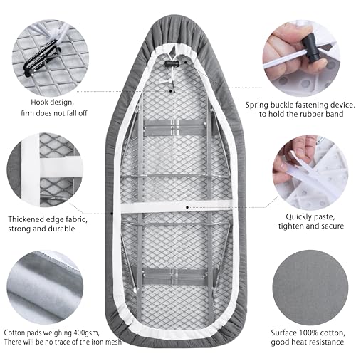 Small Ironing Board Cover Scorch Resistant, Table top Ironing Cover with Padding Heat Reflective Heavy Duty Pad(Grey, 12.5"x32") - color: Gray