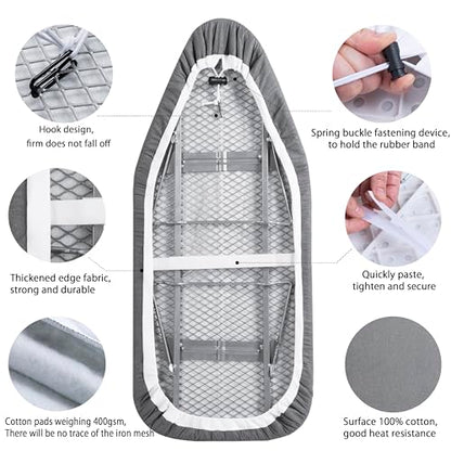 Small Ironing Board Cover Scorch Resistant, Table top Ironing Cover with Padding Heat Reflective Heavy Duty Pad(Grey, 12.5"x32") - color: Gray