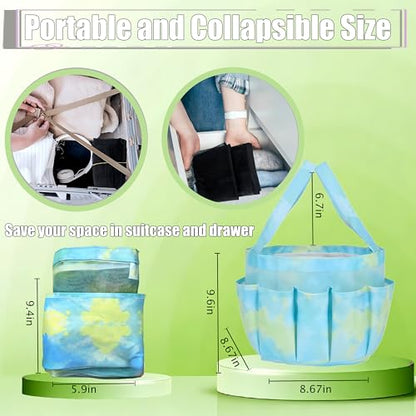 Mesh Shower Caddy Portable - 9 Pockets, Shower Bag for Dorm Room Camping - color: gradient green