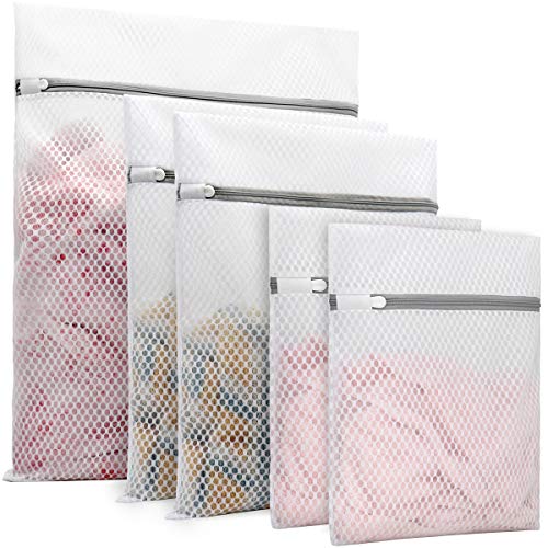 Muchfun 5Pcs Durable Honeycomb Mesh Laundry Bags for Delicates - size: 1Large, 2Medium, 2Small