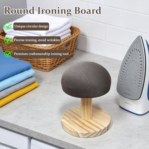 Bra Wooden Ironing Board Mini Iron Padded Sleeve Pillow Board Stool with Round Base for Small Table top Pressing pad ham, Long-7.1 Inch, Gray - color: Gray