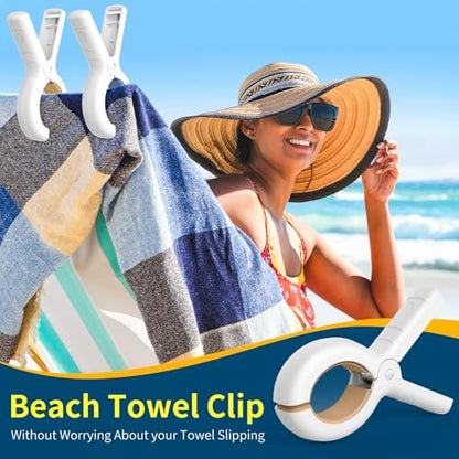 Senbowe Extra Large 6 Pack Beach Towel Clips, 5.1 Inch Pool Chair Clips,Heavy Duty Plastic Clothes Pins,Quilt Drying Clips,Windproof Clothes Clips,Keep Your Towel,Blankets to Dry on Clothesline - color: Blue, Khaki (5.1 Inch)