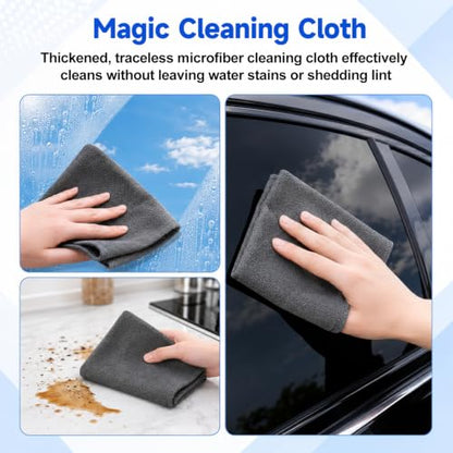 6PCS Genie Magic Cleaning Cloth, Microfiber Cleaning Cloths, Reusable Cleaning Rags Streak-Free & Lint-Free for Glass, Window, Kitchen, Stainless Steel, Cars & Screens