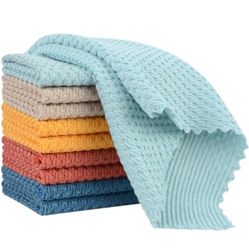 SINLAND Dish Cloth for Washing Dishes Kitchen Washcloth Cleaning Cloth - color: Assorted Color-3, size: 12inchx12inch 10pack