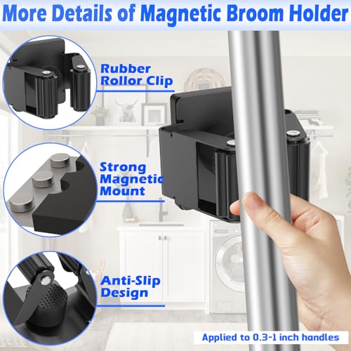 Strong Magnetic Mop Broom Holder, 2 Pack | Heavy Duty Magnetic Mop Hanger, For Refrigerators,Laundry Room Garage Kitchen Workshops - size: 2Pcs Magnetic Broom Holder