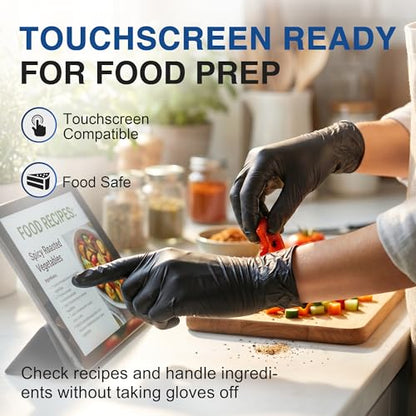 Schneider Black Nitrile Gloves, Gloves Disposable Latex Free, Powder Free - size: X-Large