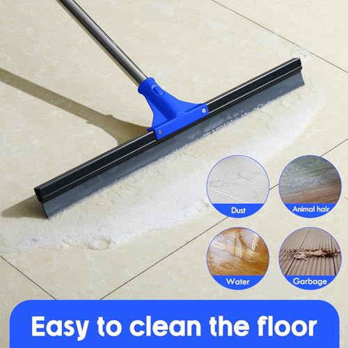 30'' Rubber Blade Floor Squeegee with 60'' Handle, Blue - color: Blue, size: 30'' Rubber Blade