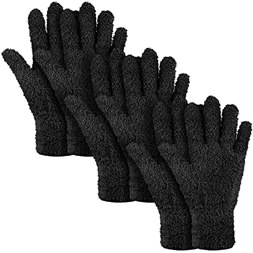 Patelai 3 Pairs Microfiber Dusting Gloves for Plants Leaf, Large - color: Black, size: Large