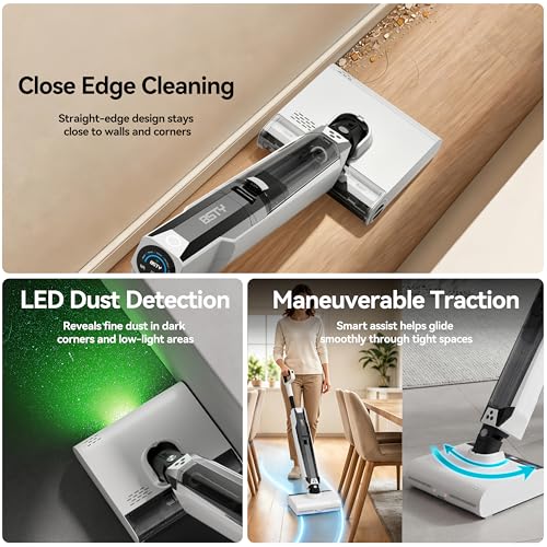 Dual-Chamber Wet Dry Vacuum Cleaner, 20,000Pa Suction, 392°F Steam Cleaning, Wet Dry Vacuum Mop with Smart App Control, Self-Cleaning & 40min Runtime, Ideal for Home & Pet Hair Cleaning, White