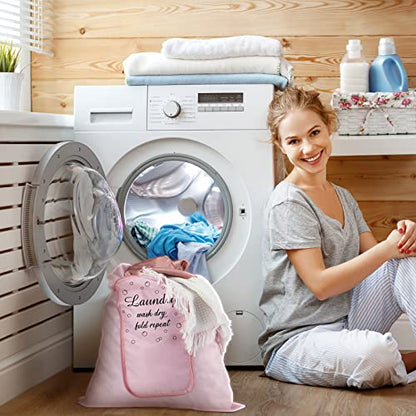 Boao 2 Pcs Travel Laundry Bag with Drawstring Zipper - color: Pink, Gray, size: Bubble