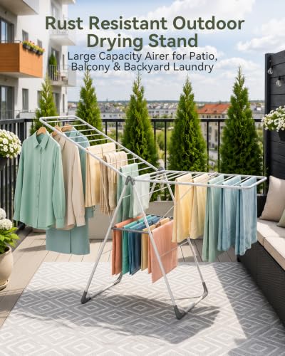 APEXCHASER 2-Tier Gullwing Clothes Drying Rack, 28-Rod Foldable, Adjustable