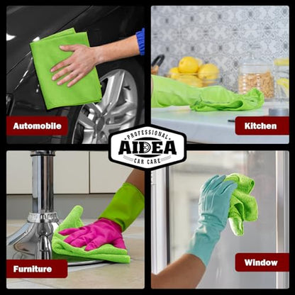 AIDEA Microfiber Cleaning Cloth, 10PK, Microfiber Towels for Cars, 12"×12" - color: Green, size: 10PK
