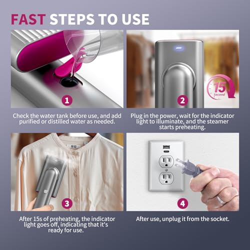 G9 Pro Smart Handheld Steamer for Clothes, Palm-Sized & Lightweight (1lb), Dual Steam Modes, Easy Wrinkle Remover, Auto Shut-Off, Travel & Home Double Use - color: Red