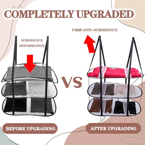3-Tier Sweater Drying Rack Over The Door, Foldable Mesh Hanging Dryer Flat with Hooks, Large Breathable Laundry Drying Hanger, Clothes Lay Flat Dryer for Apartments Dorms Bathrooms