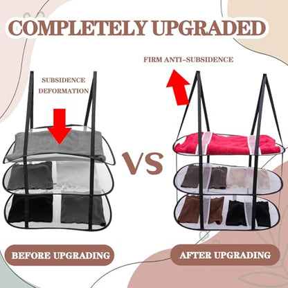 3-Tier Sweater Drying Rack Over The Door, Foldable Mesh Hanging Dryer Flat with Hooks, Large Breathable Laundry Drying Hanger, Clothes Lay Flat Dryer for Apartments Dorms Bathrooms