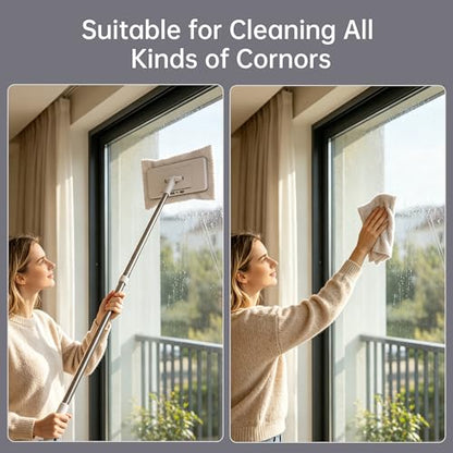 2‑in‑1 Snap Grip Mini Mop with 10 Reusable Cloths, Zero Touch No Wash Lazy Mop, Suitable for Wet/Dry Floors, House Wall, Windows, Corners,Versatile and Efficient - size: Mini Mop with 10 Reusable Cloths