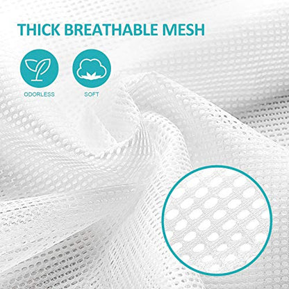 Laundry Bags, Mesh Heavy Duty 24" x 36" with Drawstring Closure, 3-Pack, White - color: White-3Pack